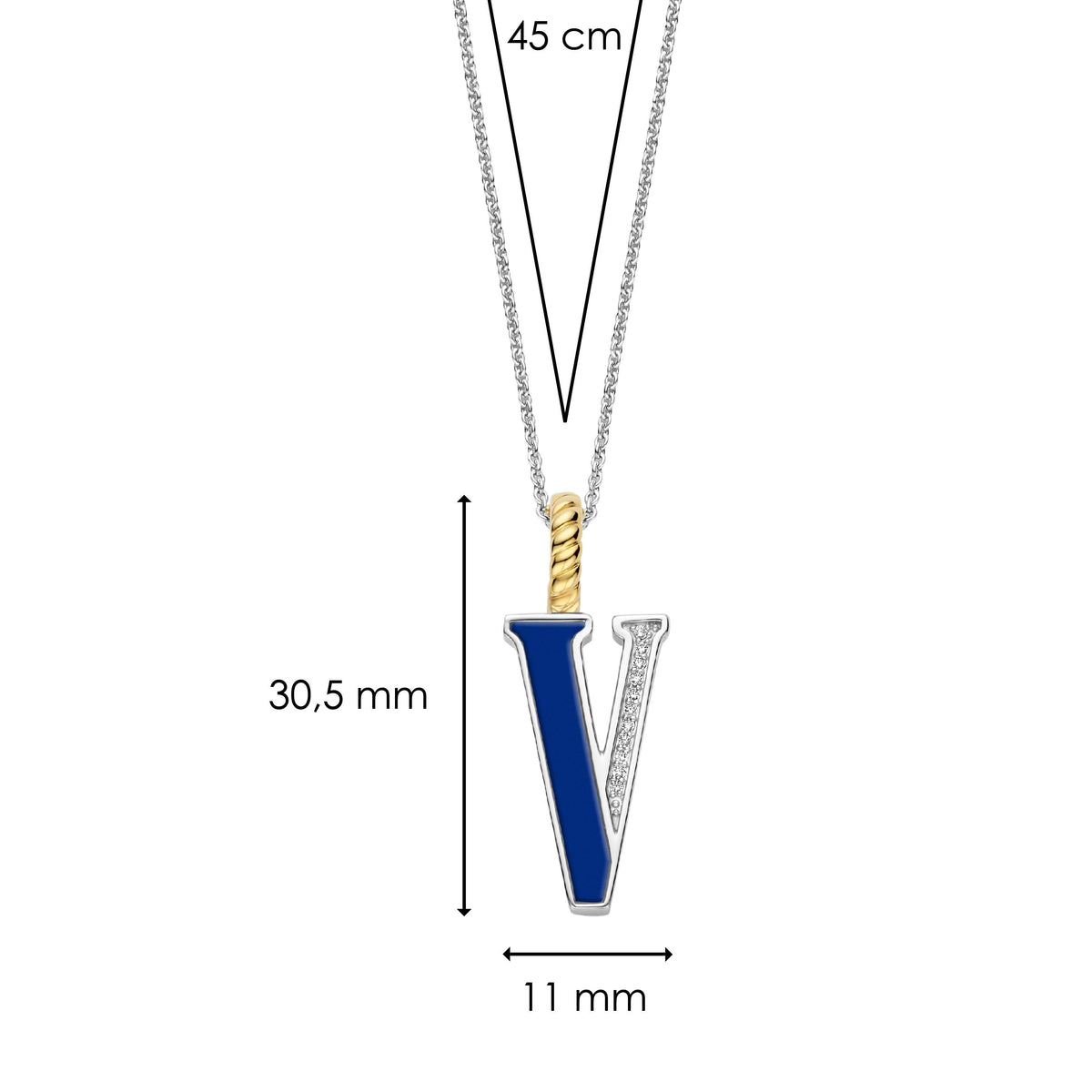 Ti Sento Milano Pendentif lettre V Lettres et chiffres 6840LB_V