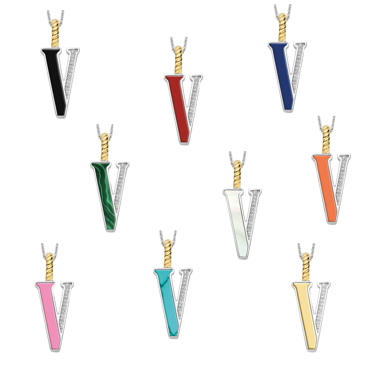 Ti Sento Milano Pendentif lettre V Lettres et chiffres 6840ZY_V