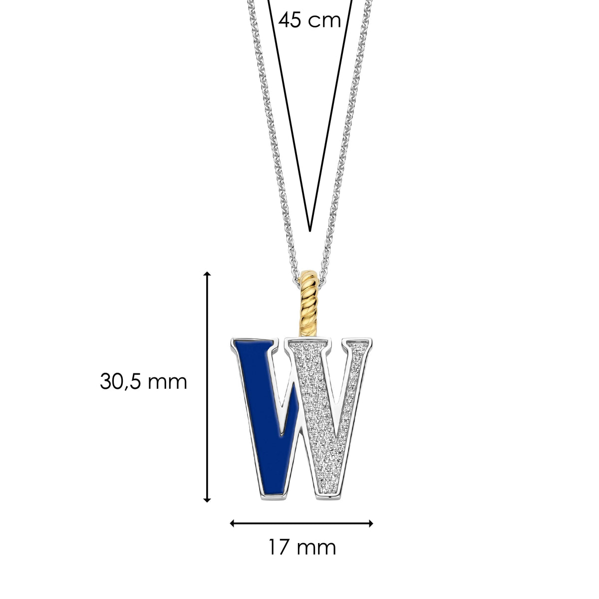 Ti Sento Milano Pendentif lettre W Lettres et chiffres 6840LB_W
