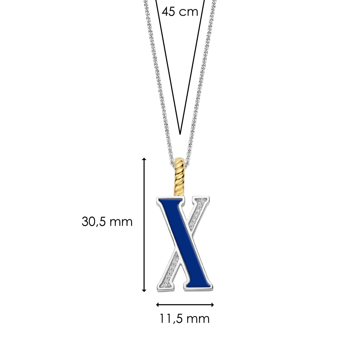 Ti Sento Milano Pendentif lettre X Lettres et chiffres 6840LB_X