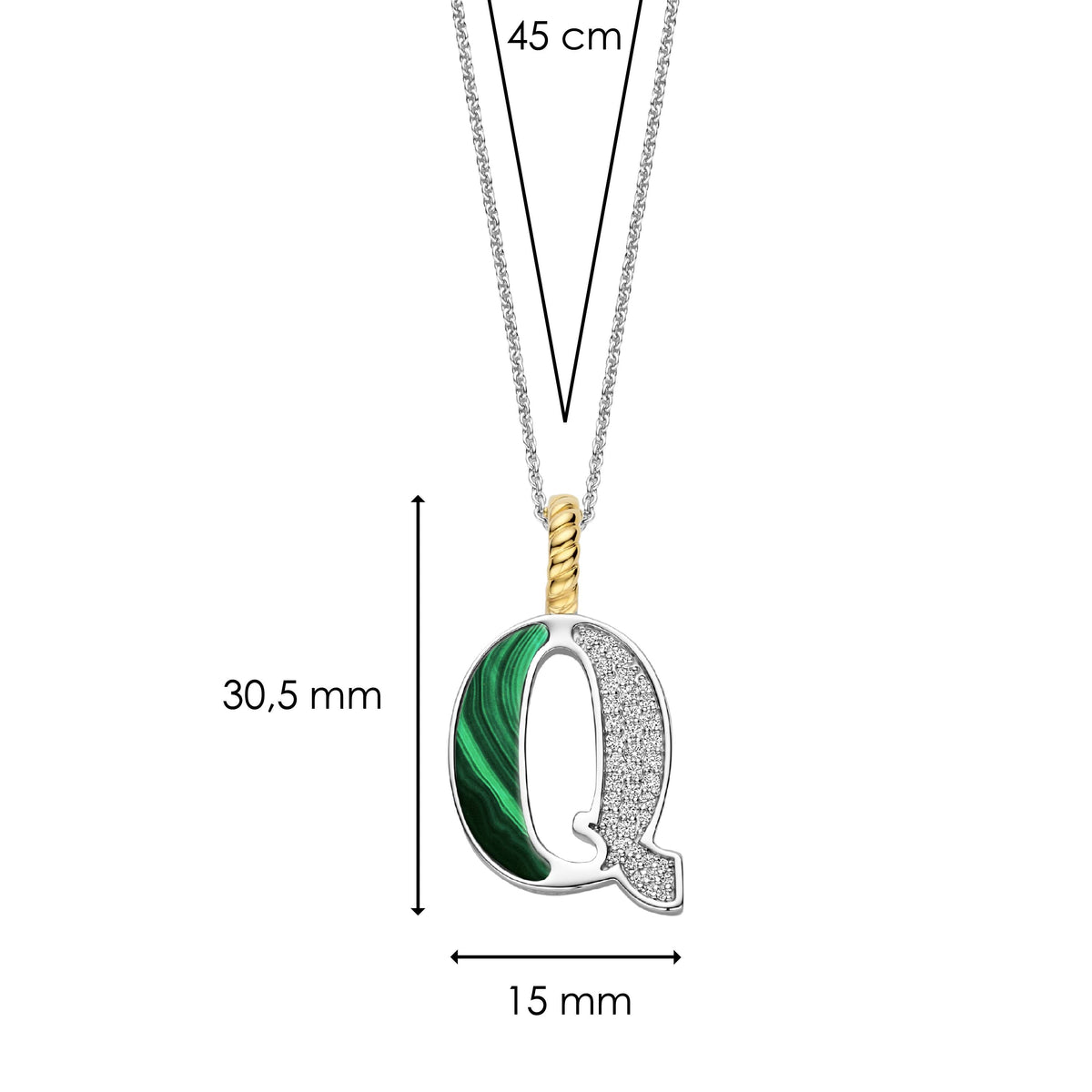 Ti Sento Milano Pendentif lettre Q Lettres et chiffres 6840MA_Q