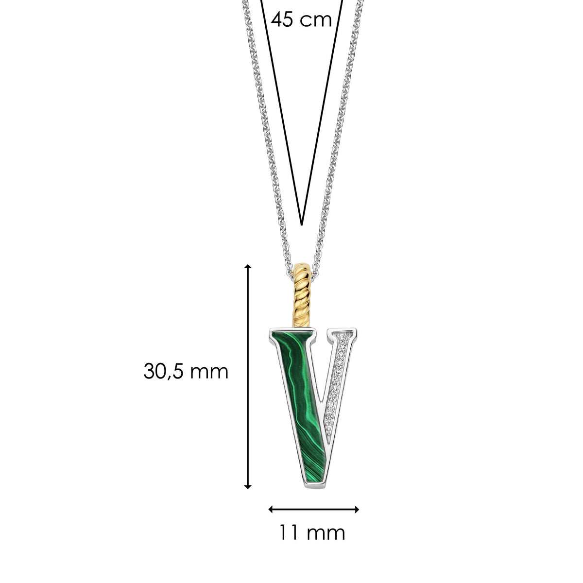 Ti Sento Milano Pendentif lettre V Lettres et chiffres 6840MA_V