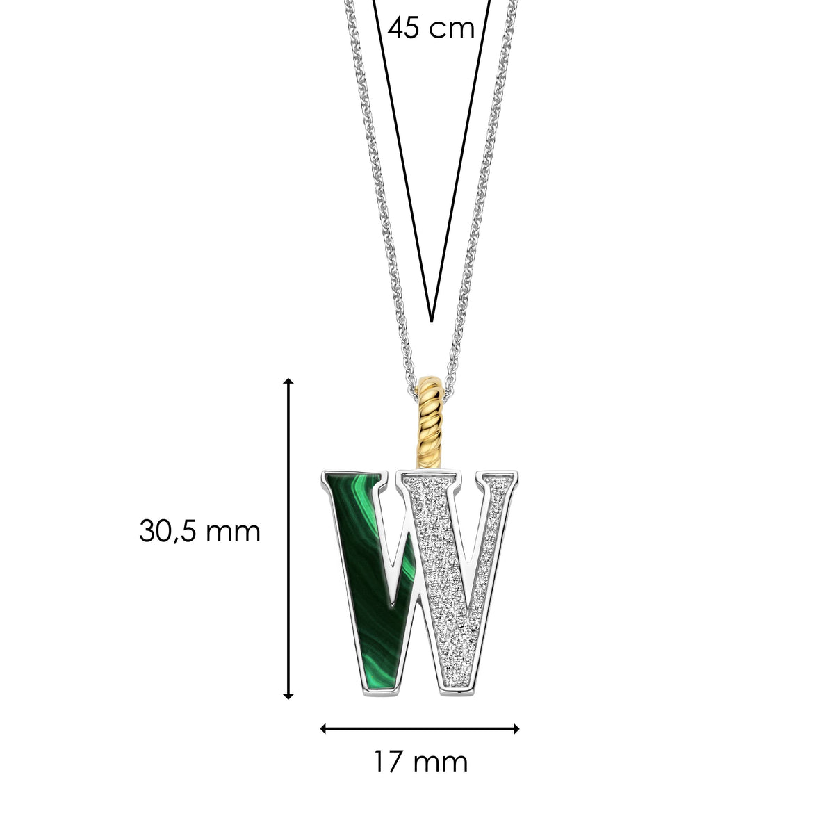 Ti Sento Milano Pendentif lettre W Lettres et chiffres 6840MA_W