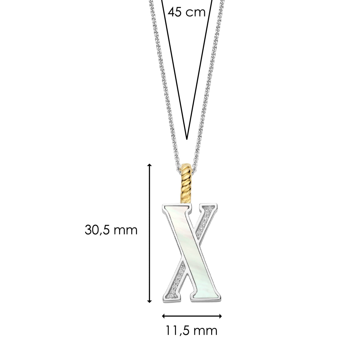 Ti Sento Milano Pendentif lettre X Lettres et chiffres 6840MW_X