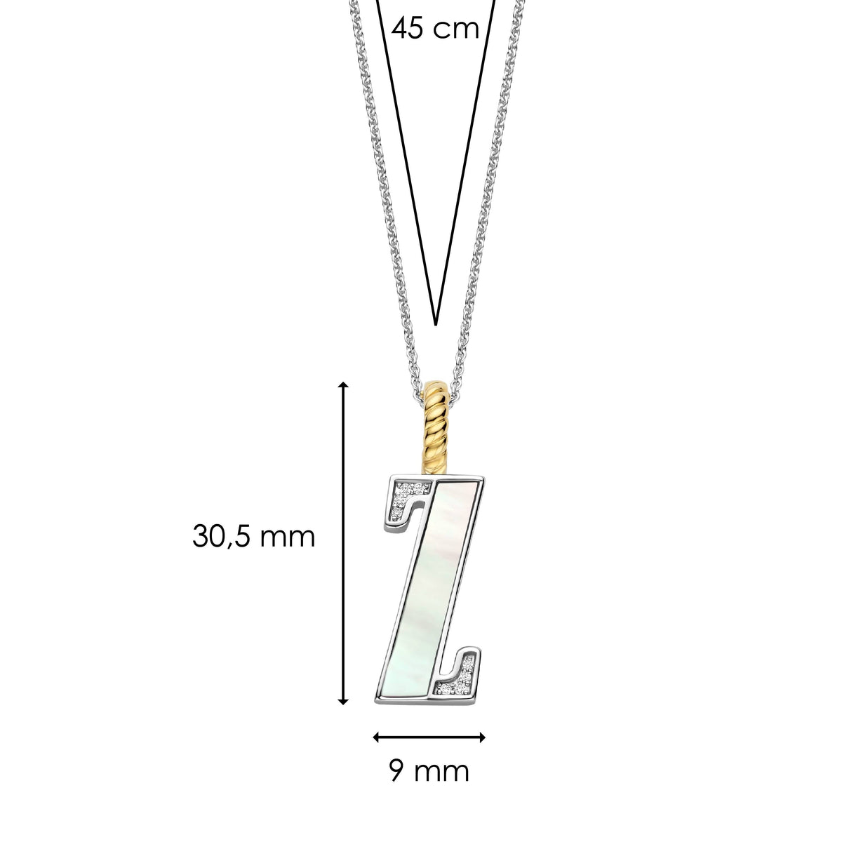 Ti Sento Milano Pendentif lettre Z Lettres et chiffres 6840MW_Z