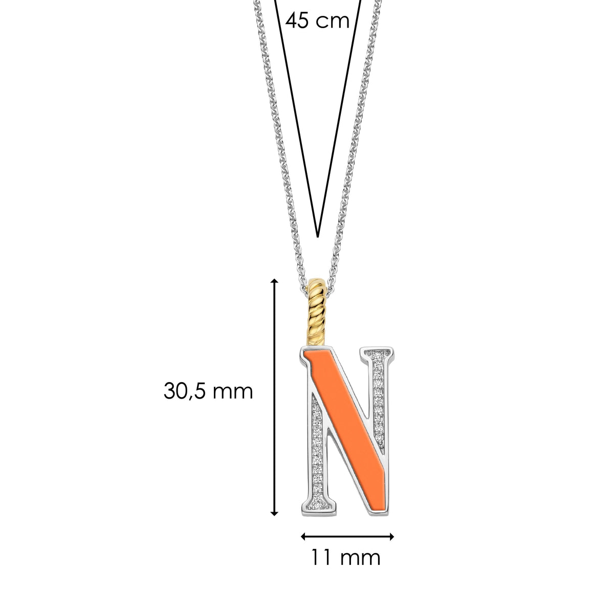 Ti Sento Milano Pendentif lettre N Lettres et chiffres 6840OR_N