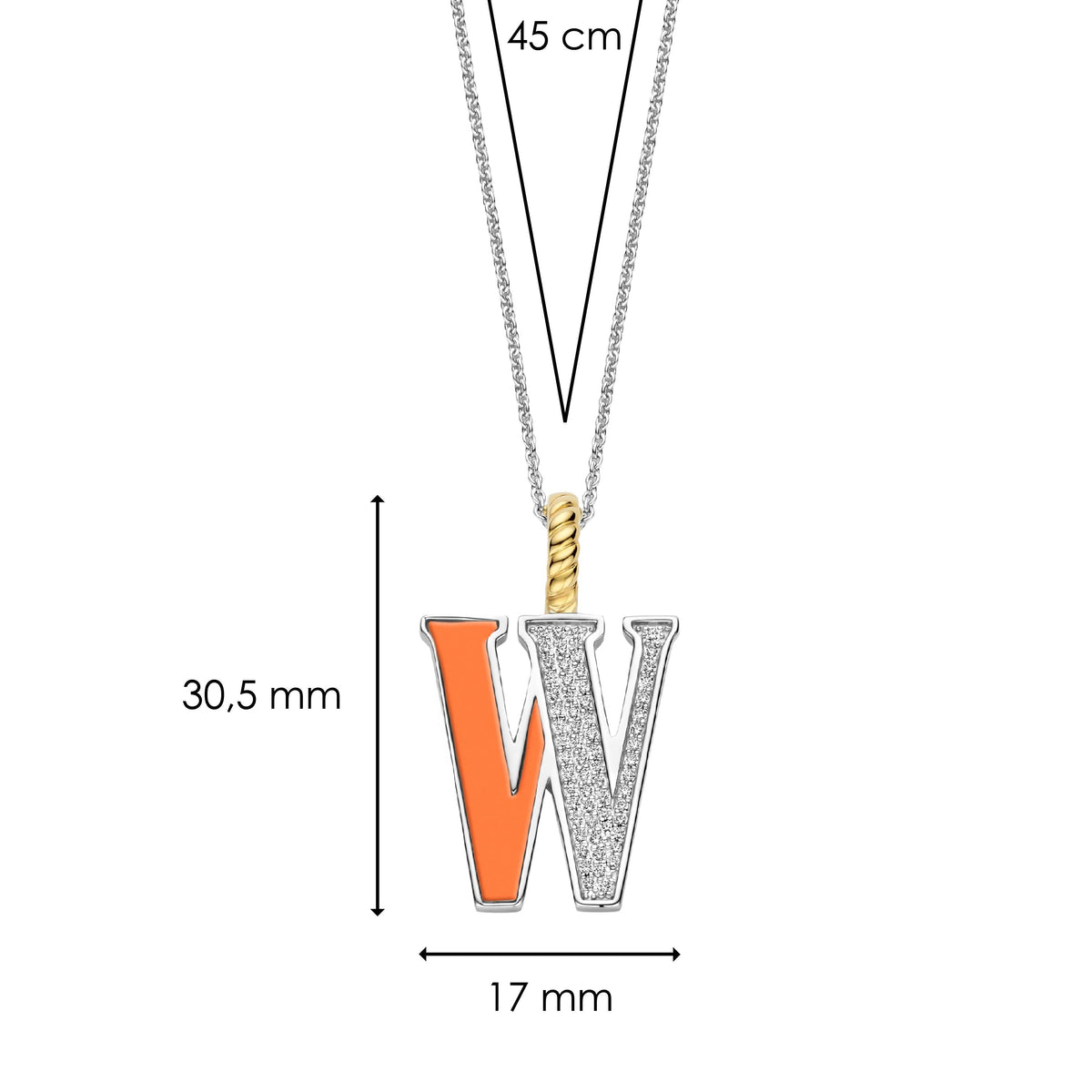 Ti Sento Milano Pendentif lettre W Lettres et chiffres 6840OR_W