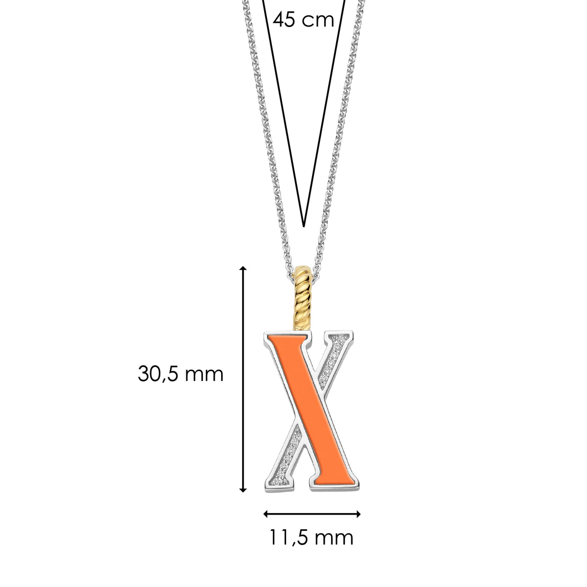 Ti Sento Milano Pendentif lettre X Lettres et chiffres 6840OR_X