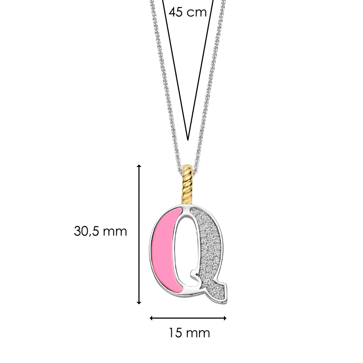 Ti Sento Milano Pendentif lettre Q Lettres et chiffres 6840PI_Q