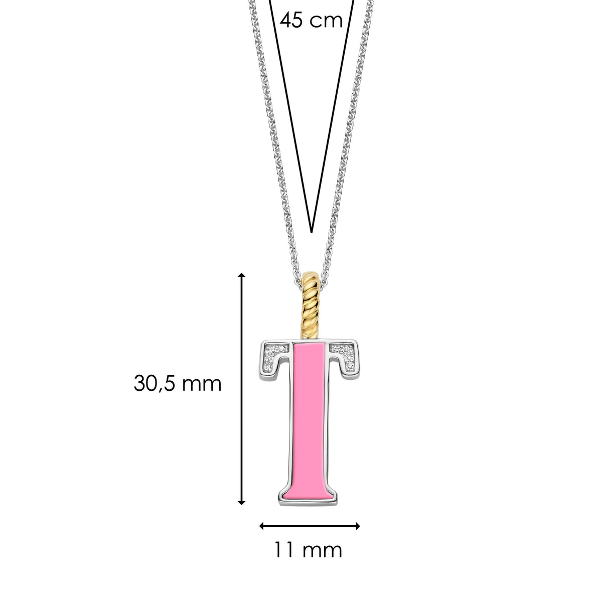 Ti Sento Milano Pendentif lettre T Lettres et chiffres 6840PI_T