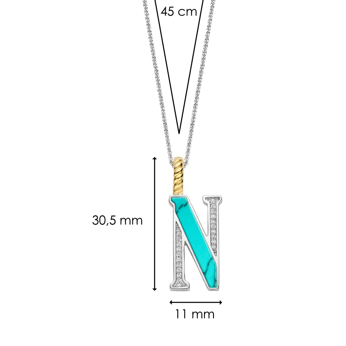 Ti Sento Milano Pendentif lettre N Lettres et chiffres 6840TQ_N