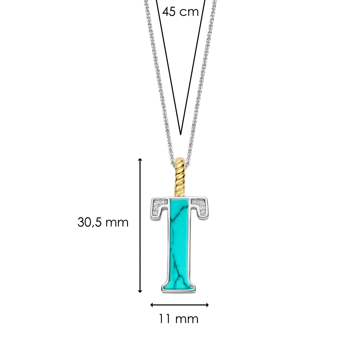 Ti Sento Milano Pendentif lettre T Lettres et chiffres 6840TQ_T