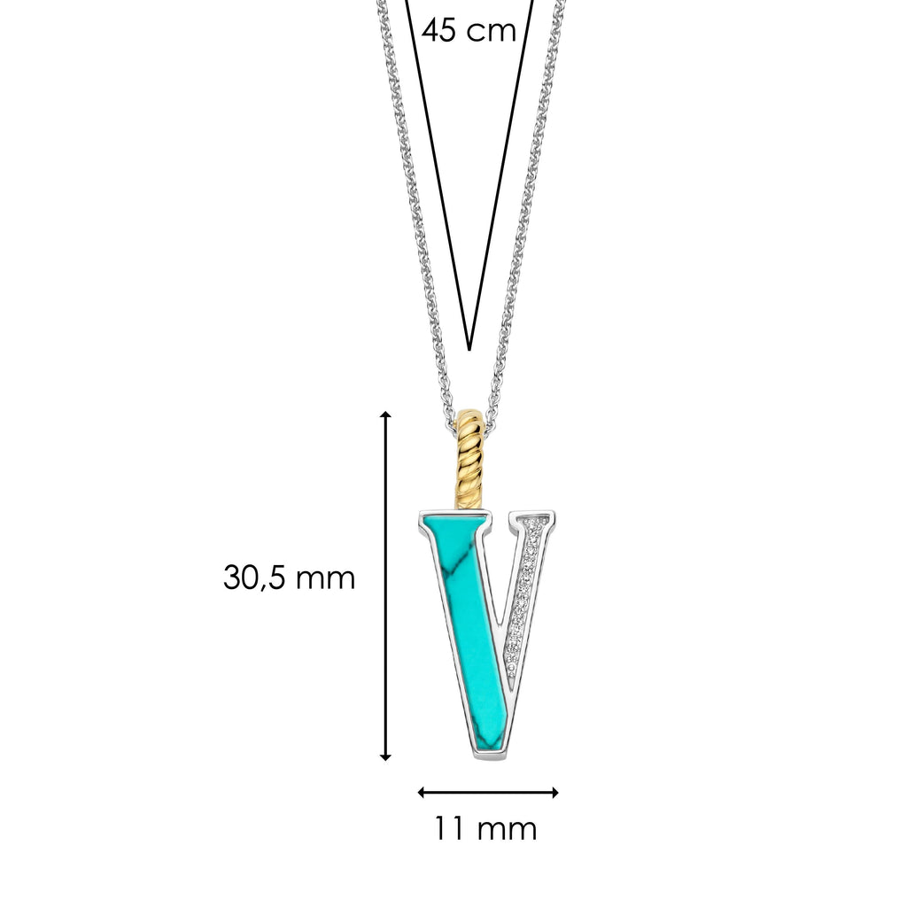 Ti Sento Milano Pendentif lettre V Lettres et chiffres 6840TQ_V