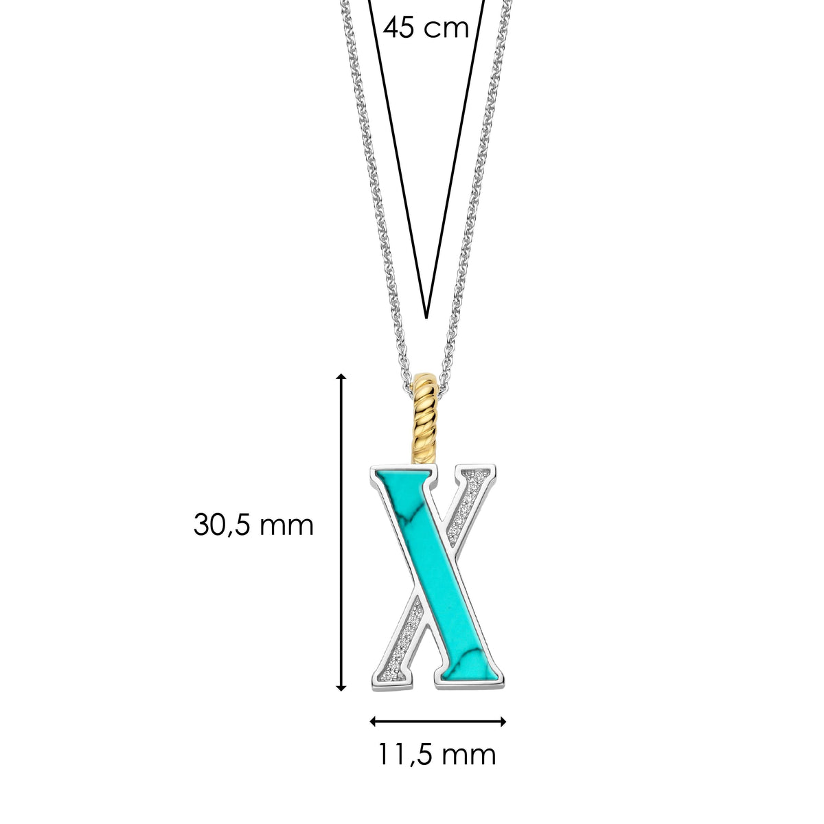 Ti Sento Milano Pendentif lettre X Lettres et chiffres 6840TQ_X