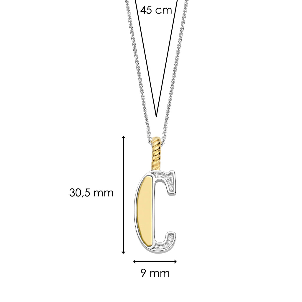 Ti Sento Milano Pendentif lettre C Lettres et chiffres 6840ZY_C