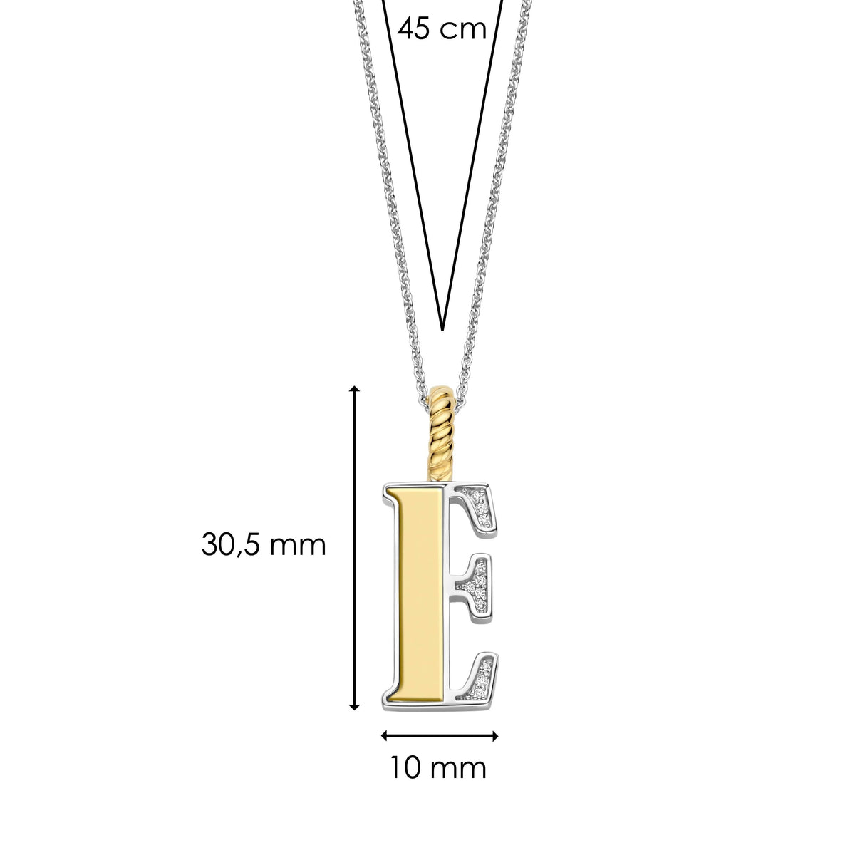 Ti Sento Milano Pendentif lettre E Lettres et chiffres 6840ZY_E