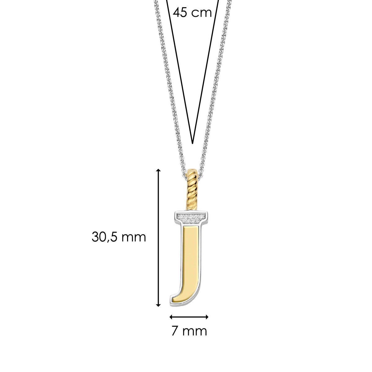 Ti Sento Milano Pendentif lettre J Lettres et chiffres 6840ZY_J