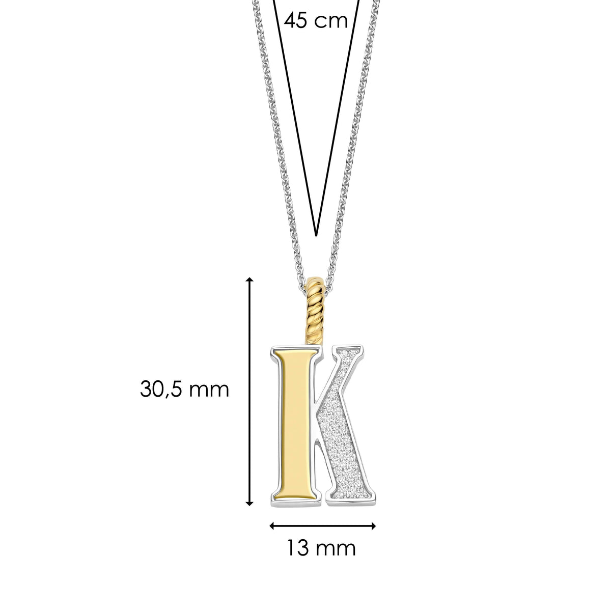 Ti Sento Milano Pendentif lettre K Lettres et chiffres 6840ZY_K