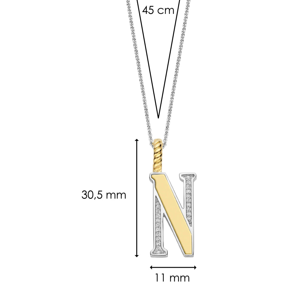Ti Sento Milano Pendentif lettre N Lettres et chiffres 6840ZY_N