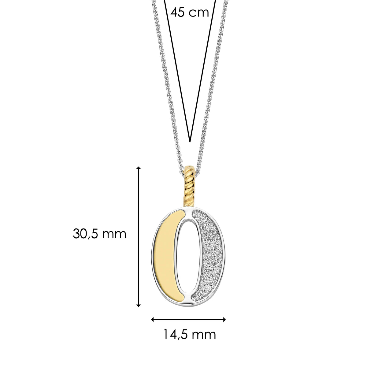 Ti Sento Milano Pendentif lettre O Lettres et chiffres 6840ZY_O