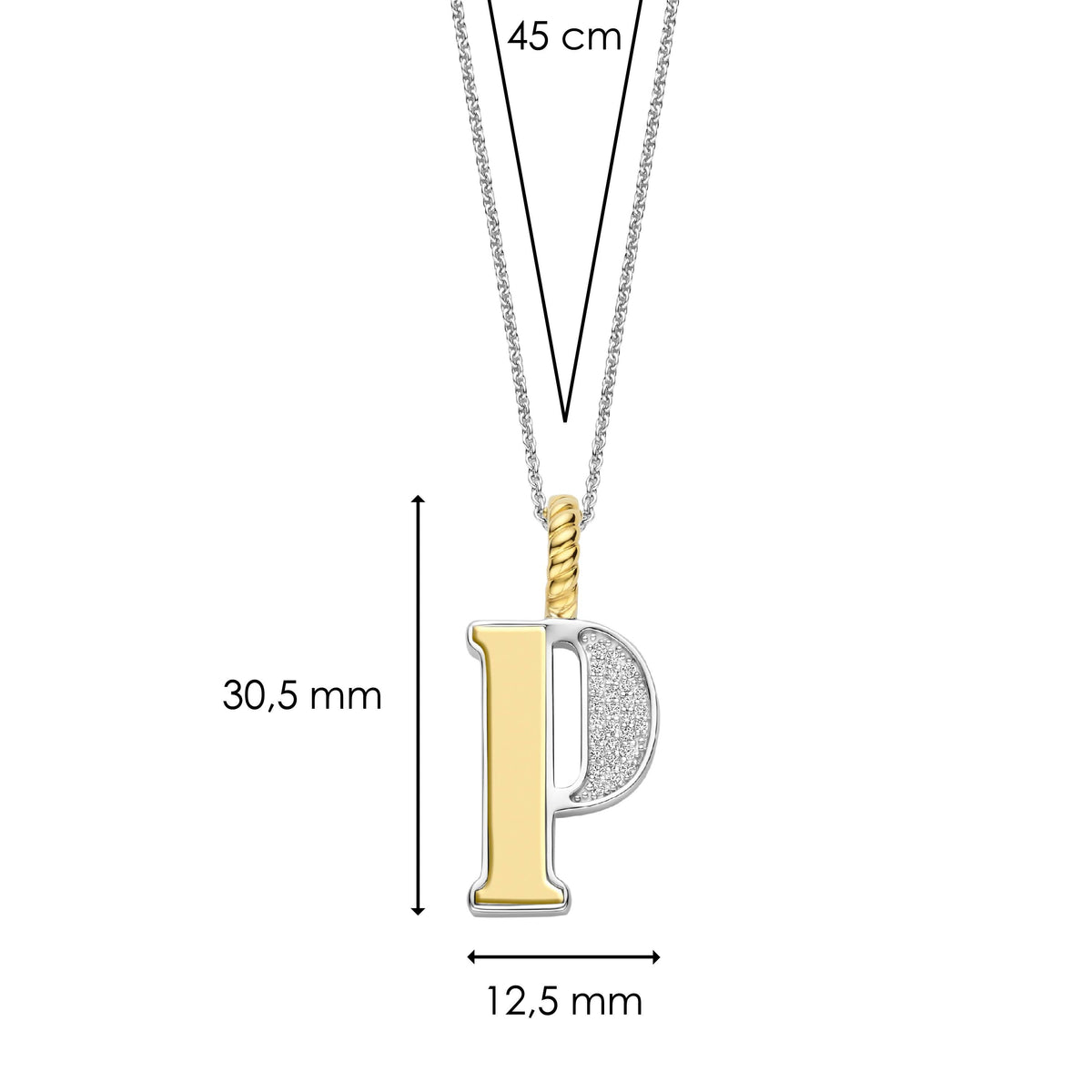 Ti Sento Milano Pendentif lettre P Lettres et chiffres 6840ZY_P