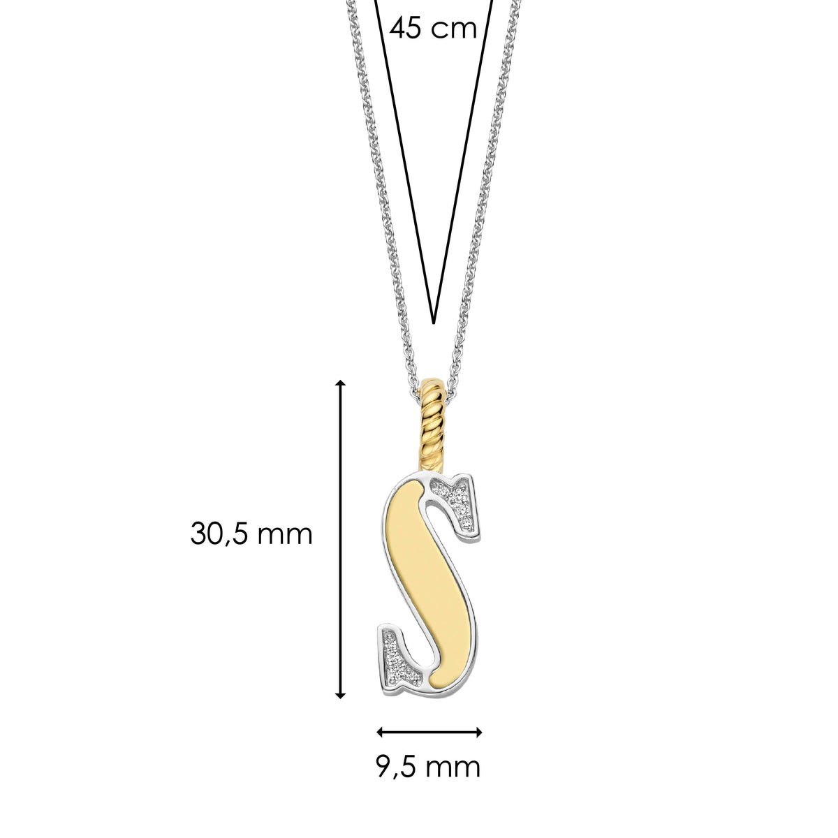 Ti Sento Milano Pendentif lettre S Lettres et chiffres 6840ZY_S