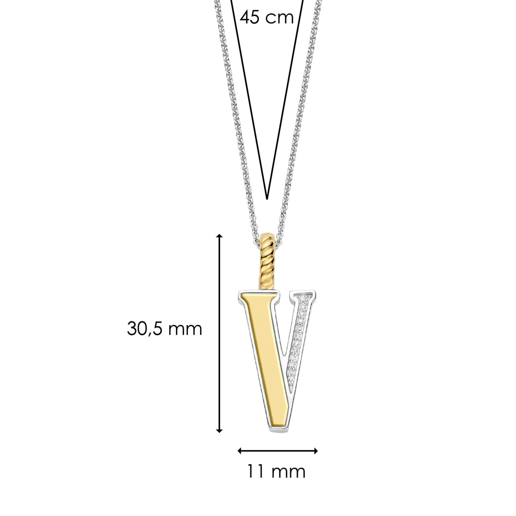 Ti Sento Milano Pendentif lettre V Lettres et chiffres 6840ZY_V