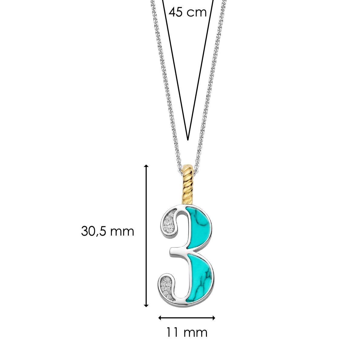 Ti Sento Milano Pendentif Lettres et chiffres 6841TQ_3