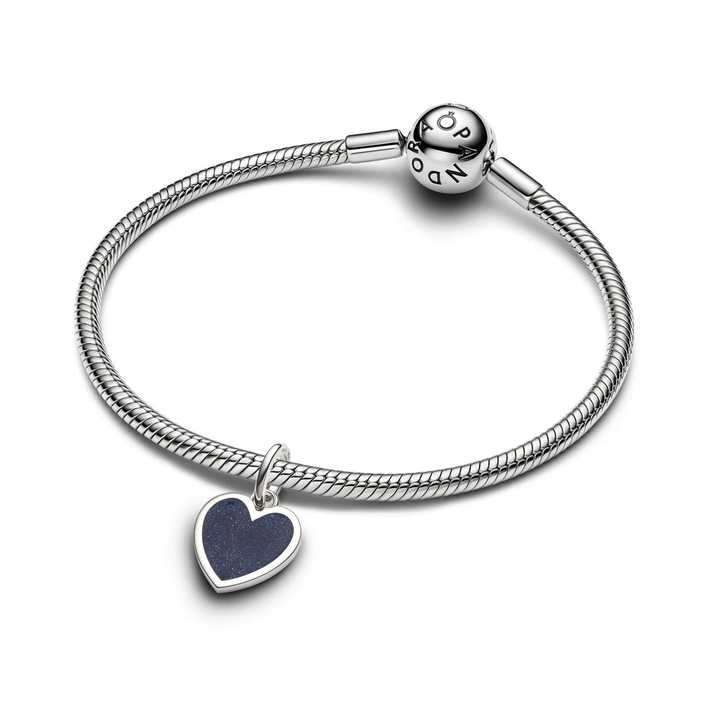 Pandora Moments Charm Pendant Cœur Gravable Bleu 735088C01