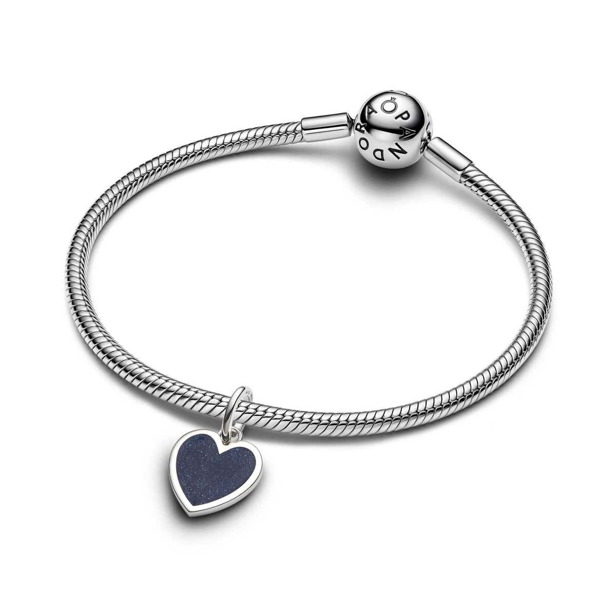 Pandora Moments Charm Pendant Cœur Gravable Bleu 735088C01