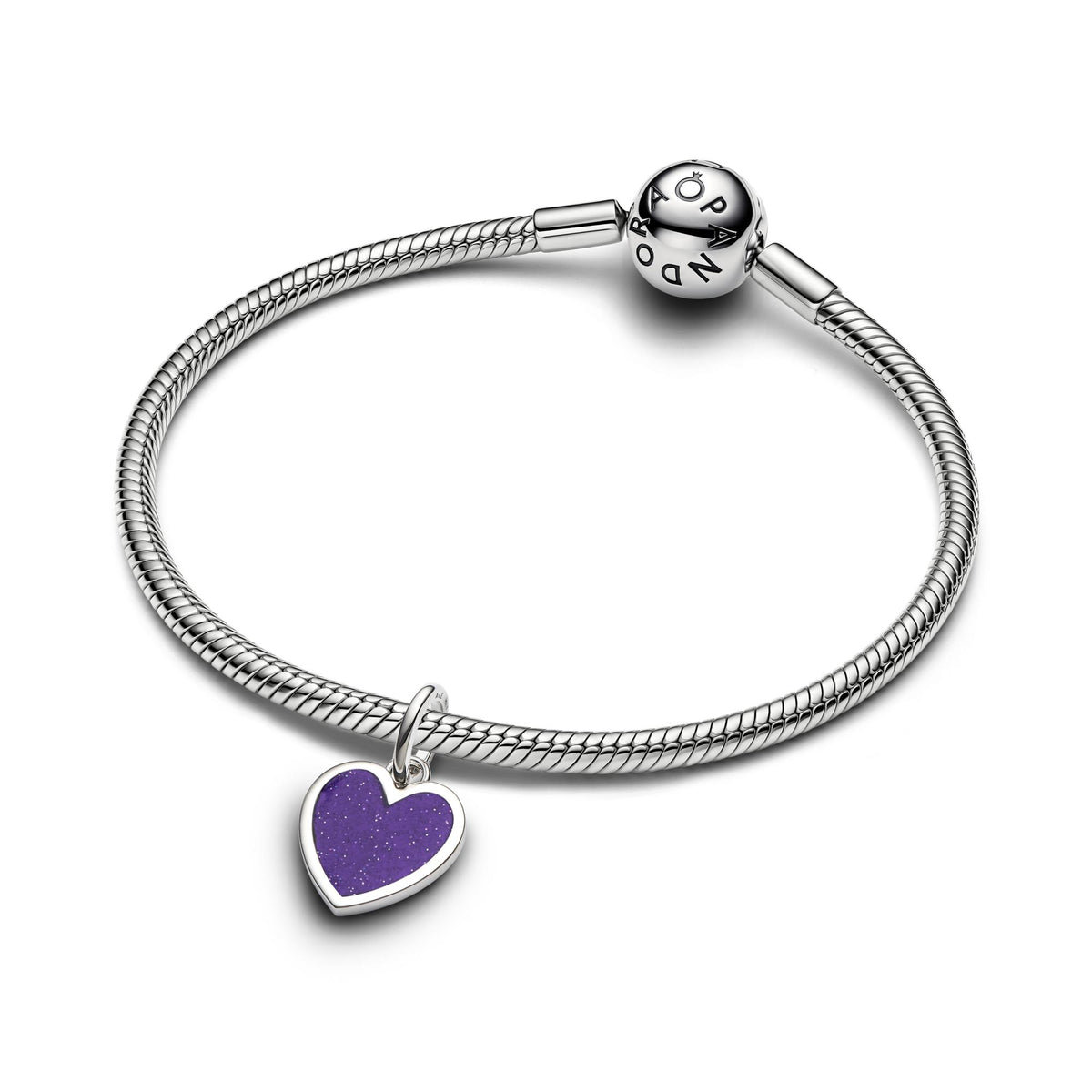 Pandora Moments Charm Pendant Cœur Gravable Violet 735088C02