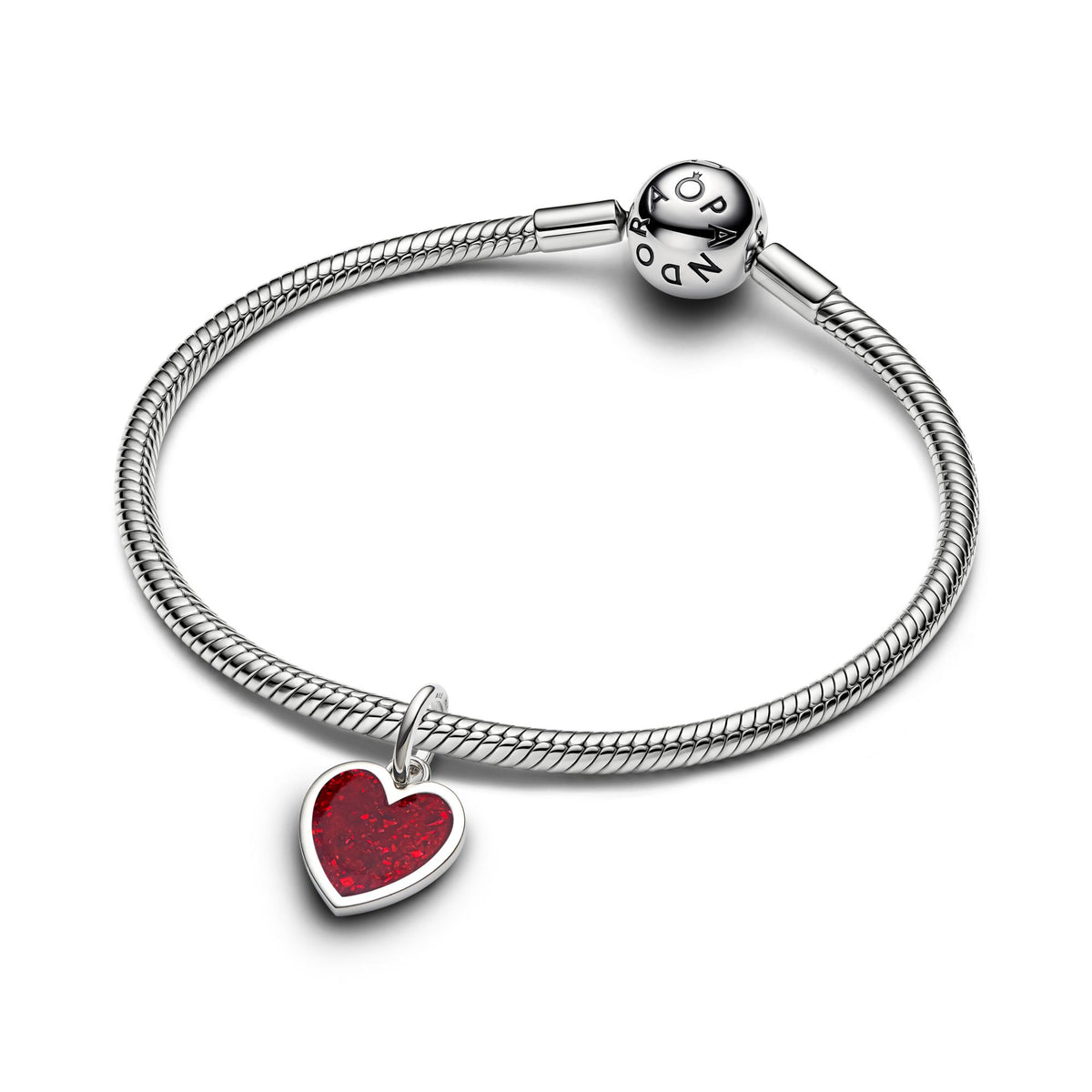 Pandora Moments Charm Pendant Cœur Gravable Rouge 735088C03