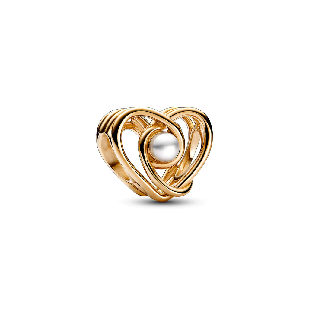 Pandora Moments Charm Cœur Tourbillonnant Ajouré & Perle de Culture d'Eau Douce Traitée 752636C01