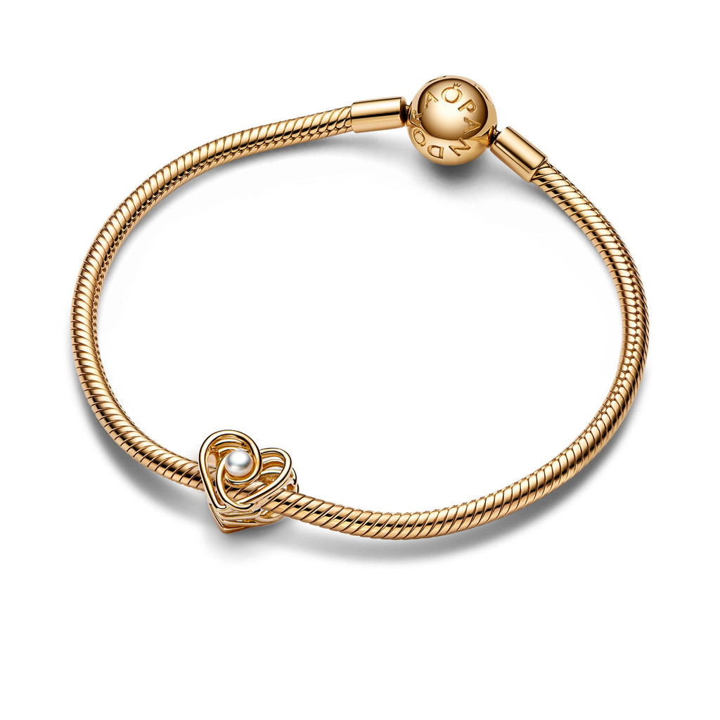 Pandora Moments Charm Cœur Tourbillonnant Ajouré & Perle de Culture d'Eau Douce Traitée 752636C01