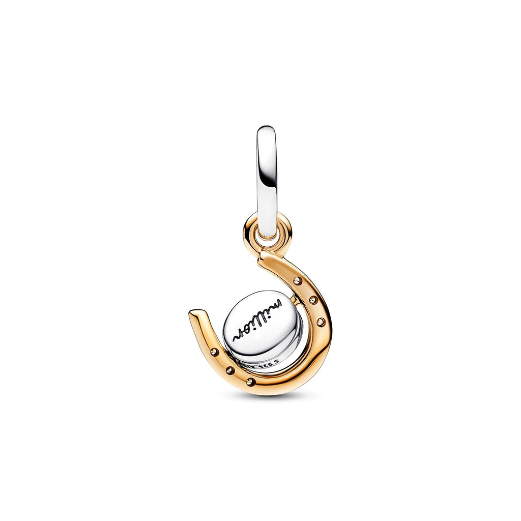 Pandora Moments Charm Pendant Fer à Cheval Disque Rotatif Bicolore 762713C01
