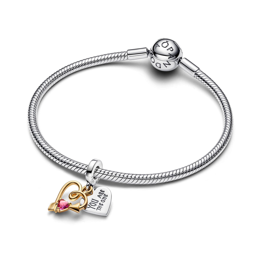 Pandora Moments Charm Pendant Double Cœur & Flèche Gravable 763622C01