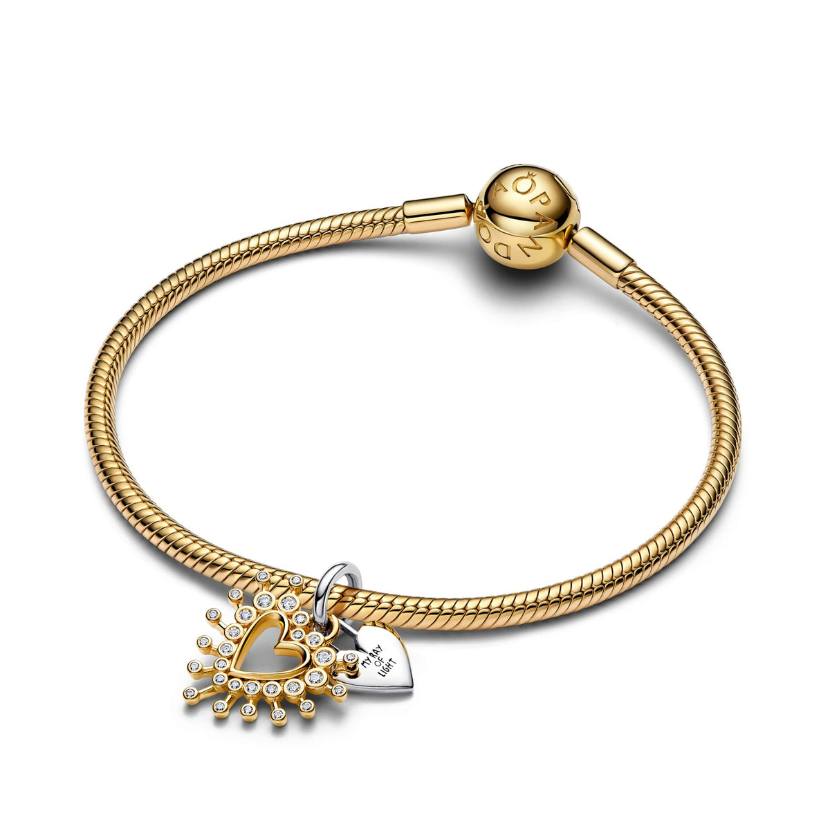 Pandora Moments Charm Pendant Double Cœur Étincelant 764141C01