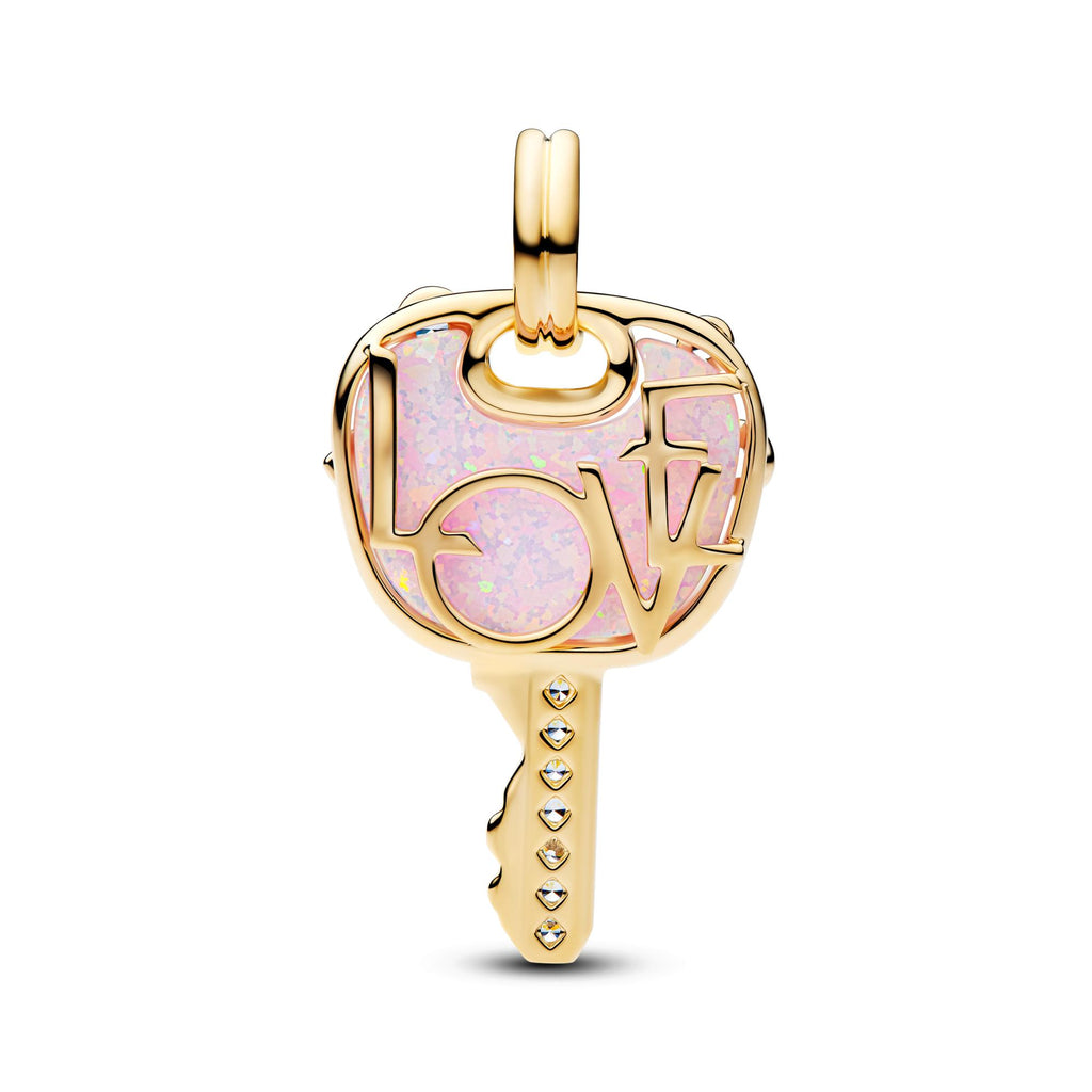 Pandora Moments Grand Charm Pendant Clé Amour Rose Opalescent 764349C01
