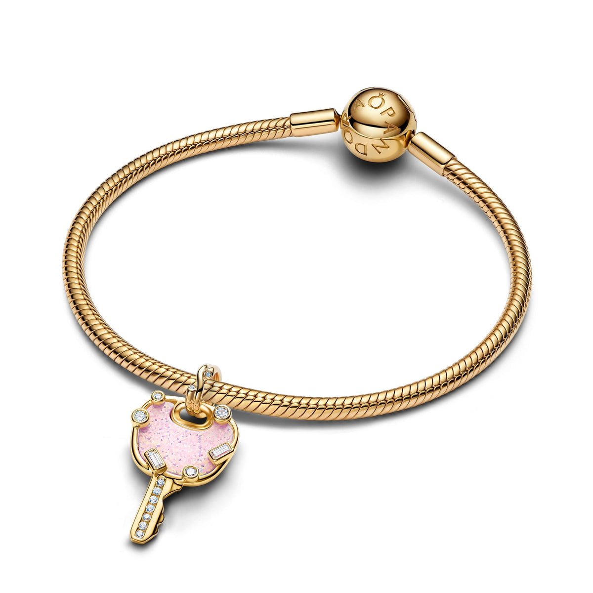 Pandora Moments Grand Charm Pendant Clé Amour Rose Opalescent 764349C01