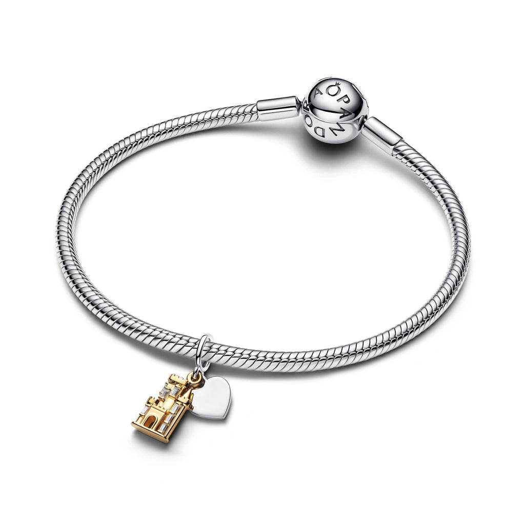 Pandora Moments Charm Pendant Double Château & Plaque Cœur Gravable 764915C01