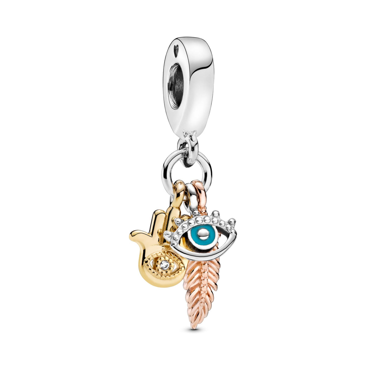 Pandora Moments Charm Pendant Spiritualité Main de Fatma, Œil qui voit tout & Plume 768785C01