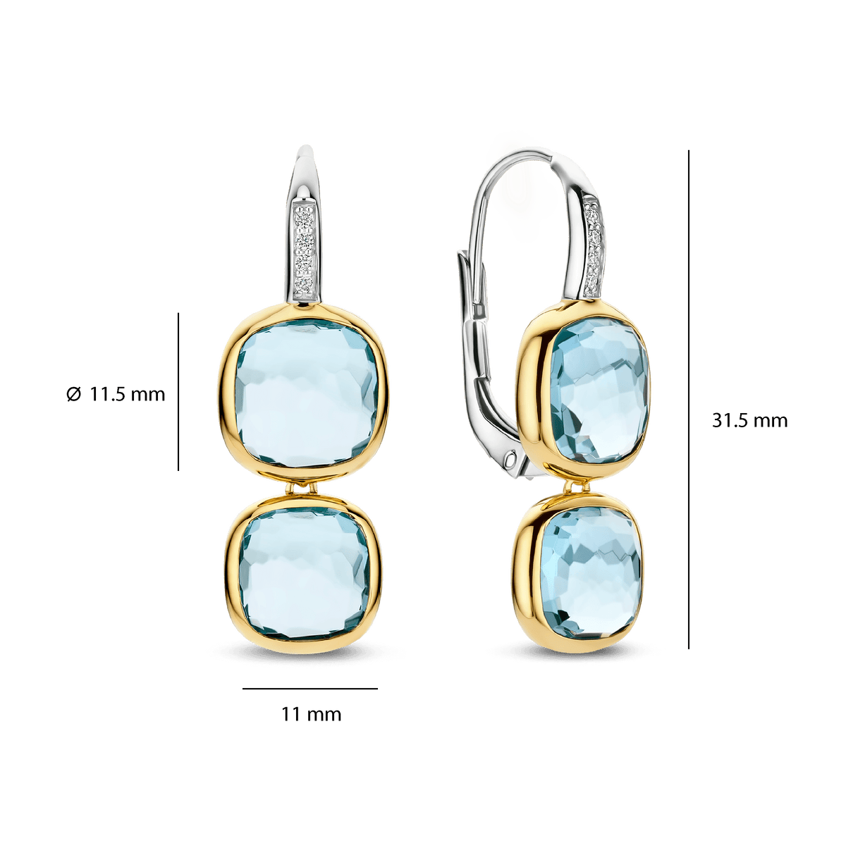 Ti Sento Milano Boucles d'oreilles pendantes Coussin et rectangle 78054TY