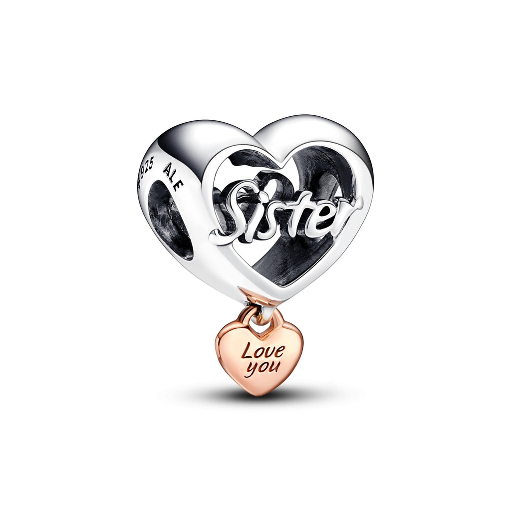 Pandora Moments Charm Cœur de Sœur Rose 782244C00