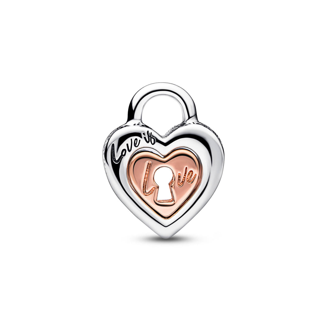 Pandora Moments Tweekleurige hangslot en deelbaar hartbedel 782505C00