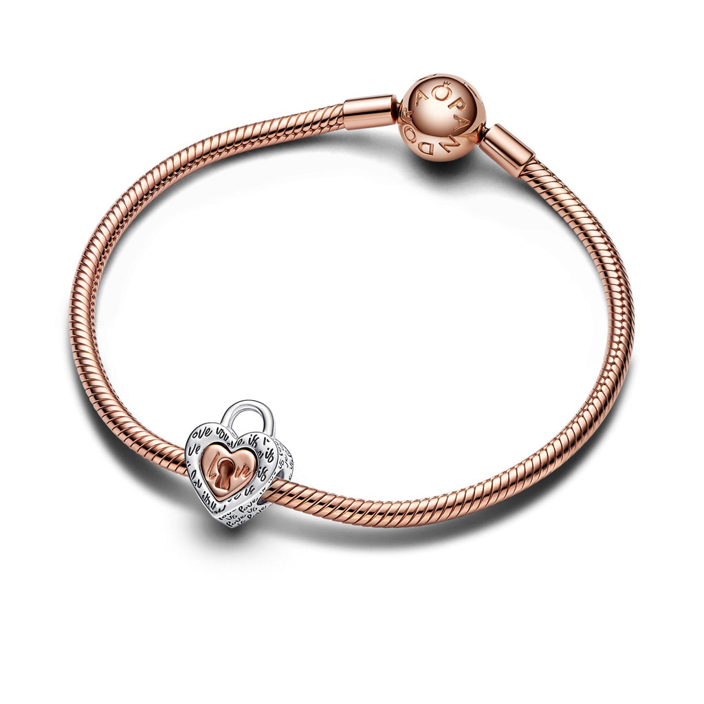 Pandora Moments Tweekleurige hangslot en deelbaar hartbedel 782505C00