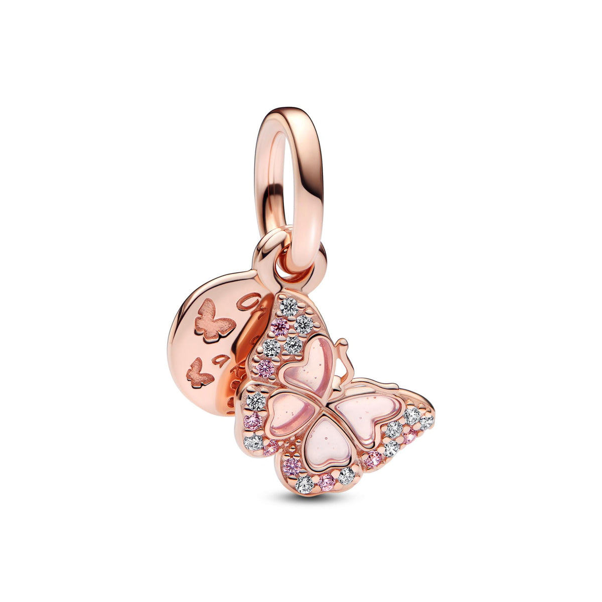 Pandora Moments Charm Pendant Double Papillon Rose & Citation 782555C01