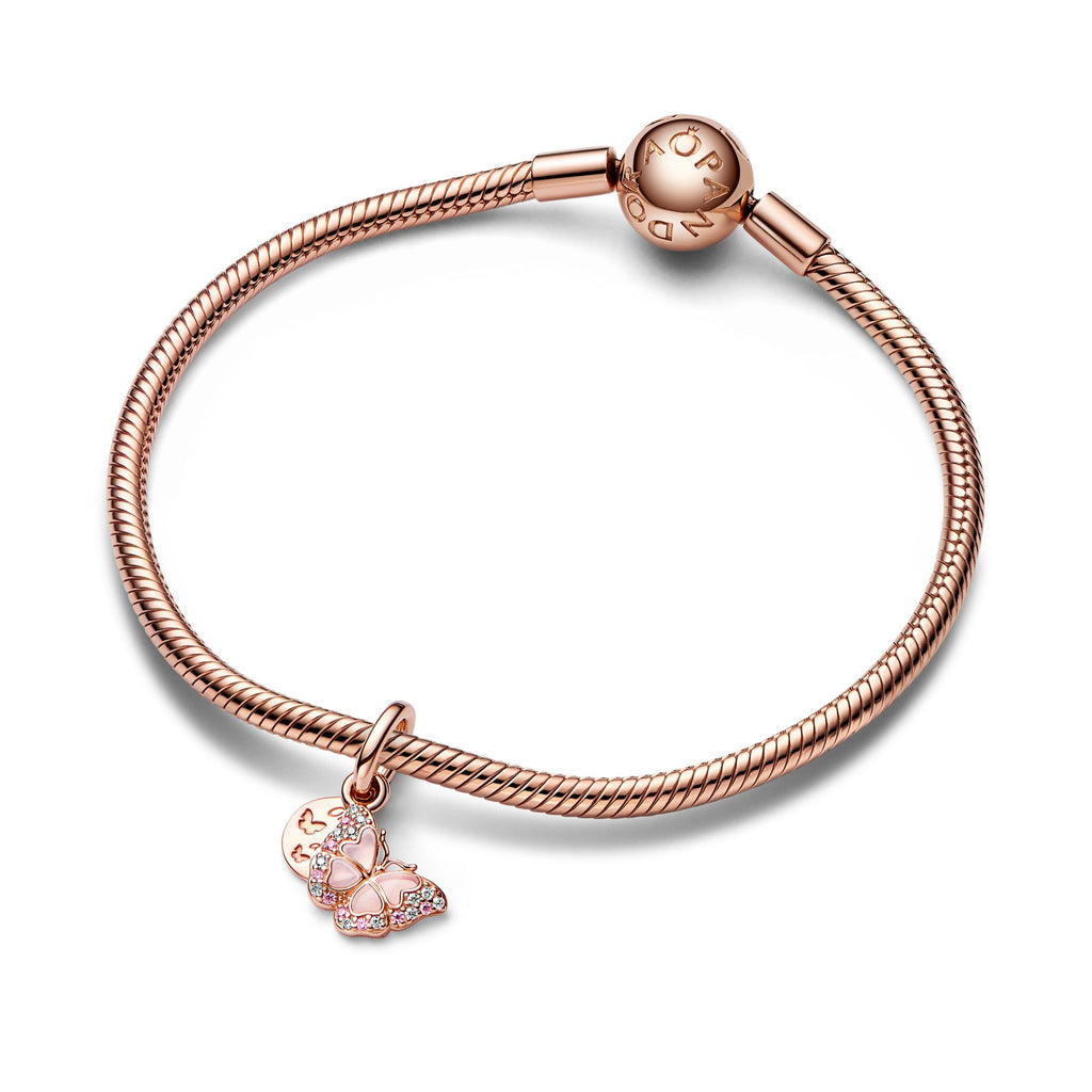 Pandora Moments Charm Pendant Double Papillon Rose & Citation 782555C01