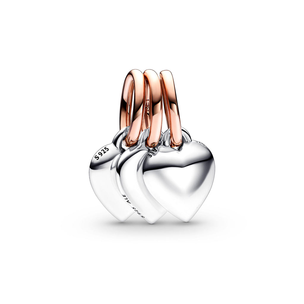Pandora Moments Charm Pendant Triple Famille Génération de Cœurs Séparable Bicolore 782648C00