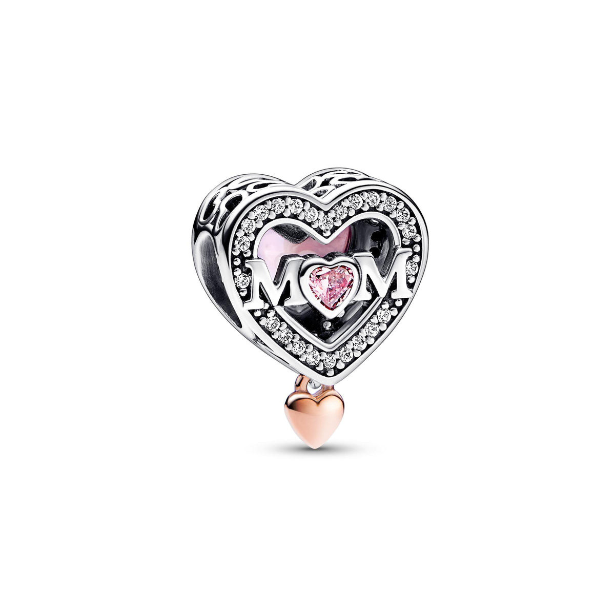 Pandora Moments Charm Maman & Cœur Ajouré Bicolore 782653C01