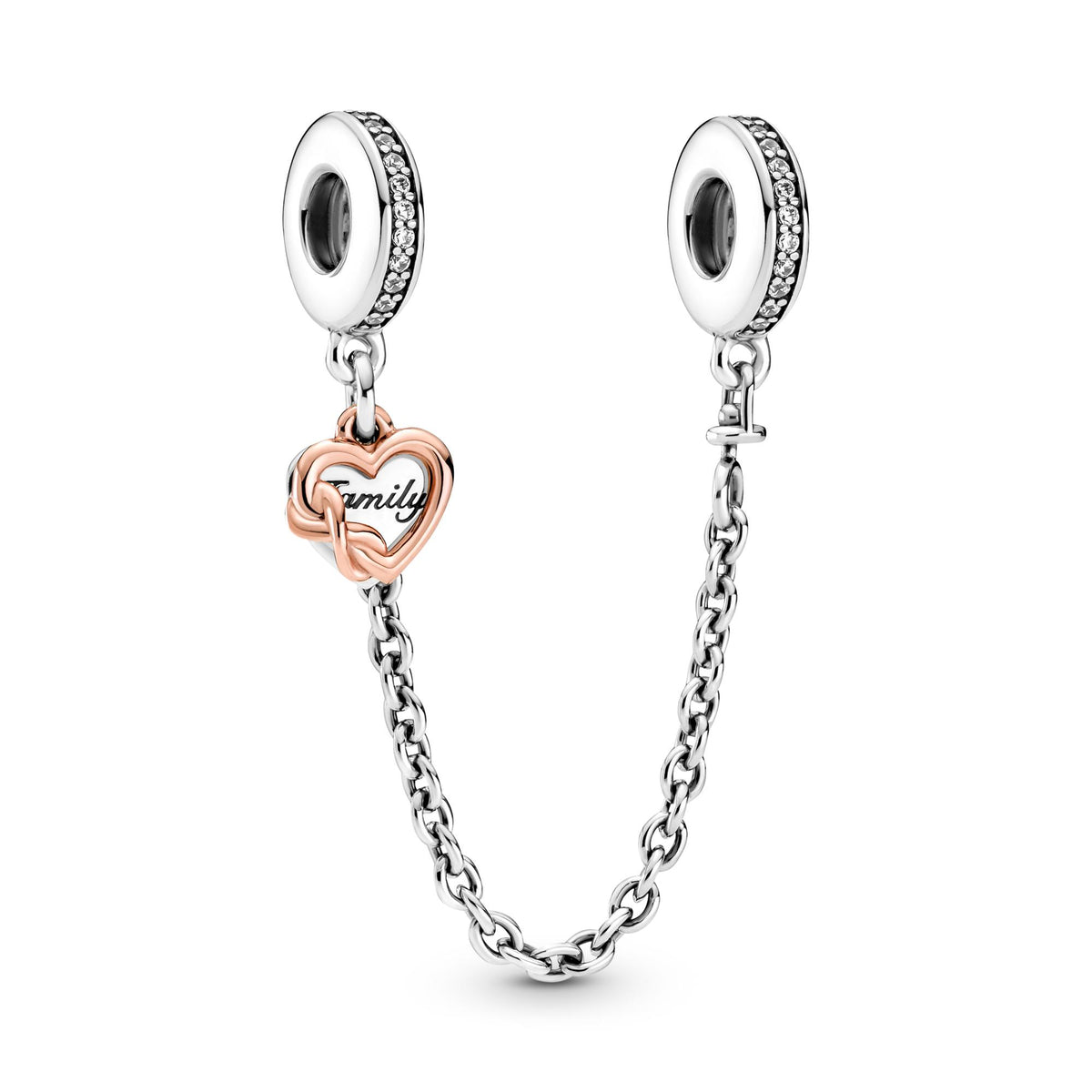 Pandora Moments Charm Chaîne de Sécurité Cœur Famille 789541C01-05